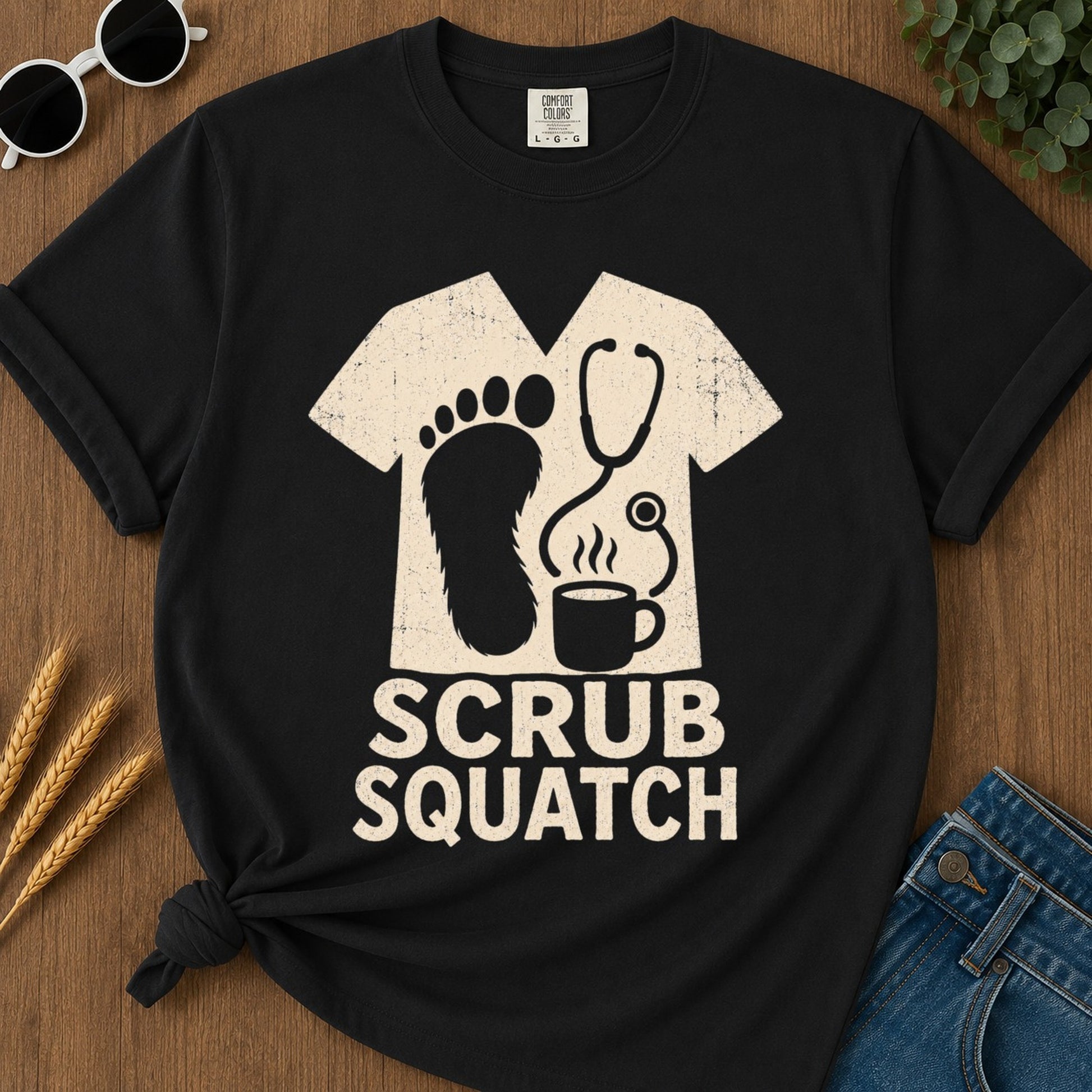 Scrub Squatch T-shirt - Black Mockup