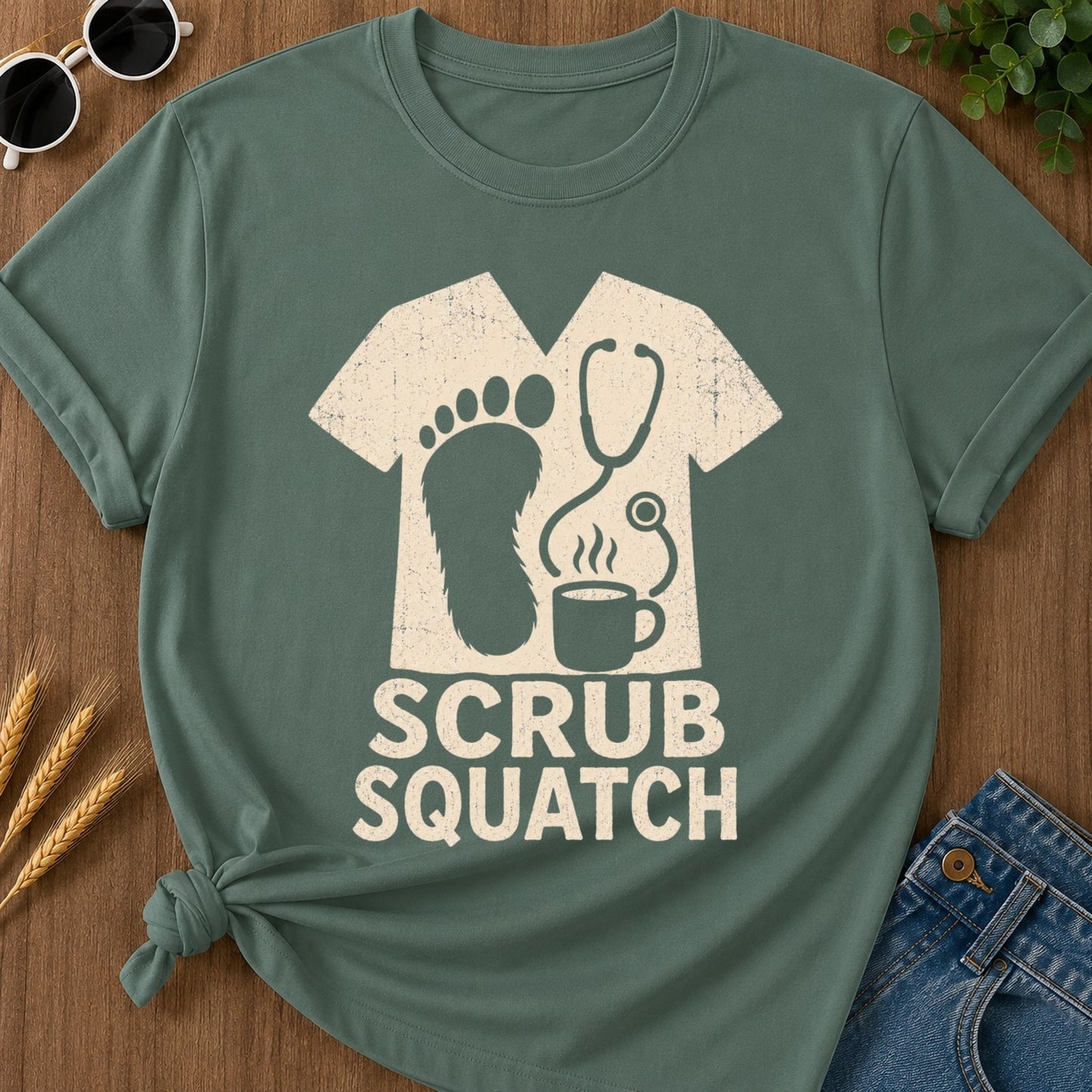 Scrub Squatch T-shirt - Blue Spruce Mockup