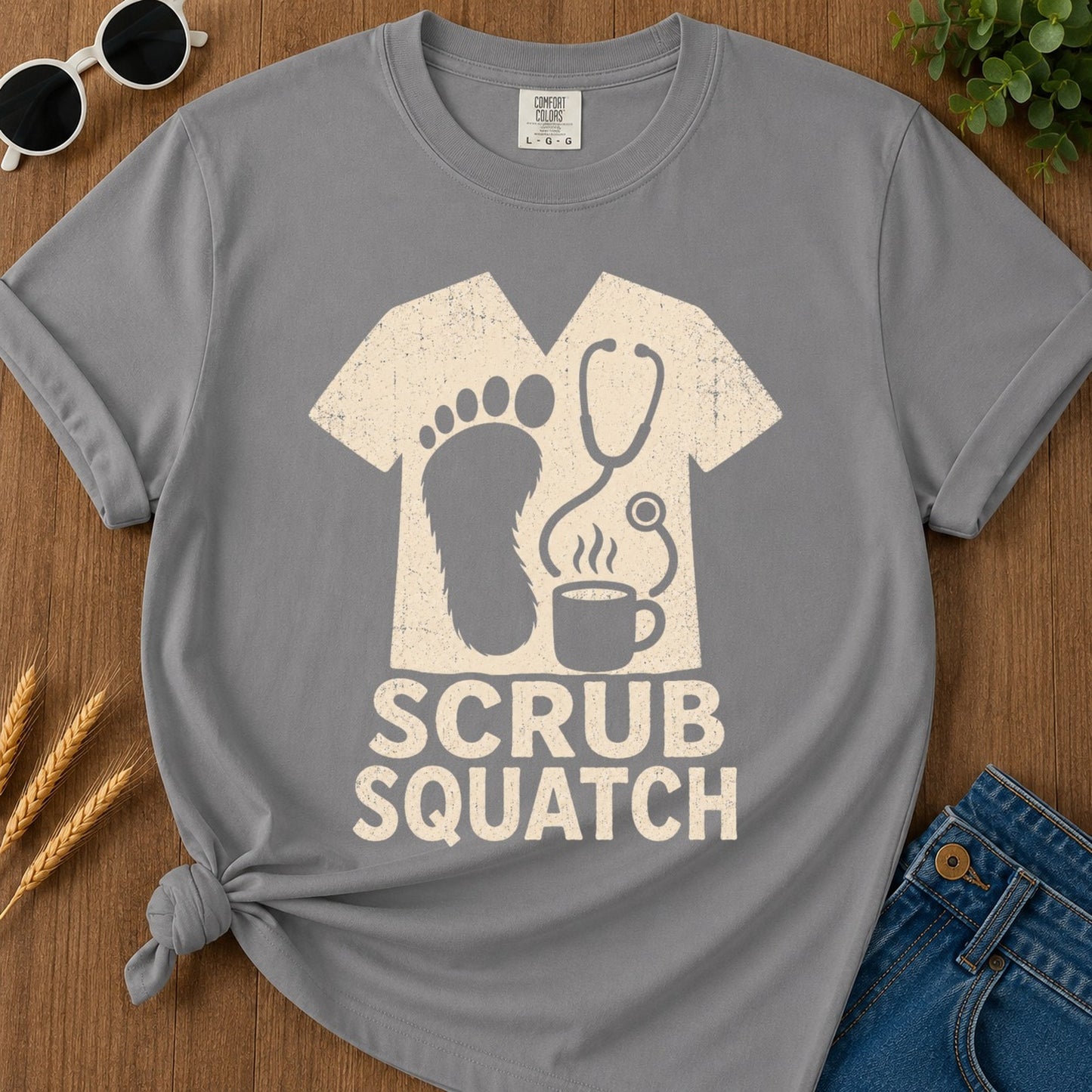 Scrub Squatch T-shirt - Grey Mockup