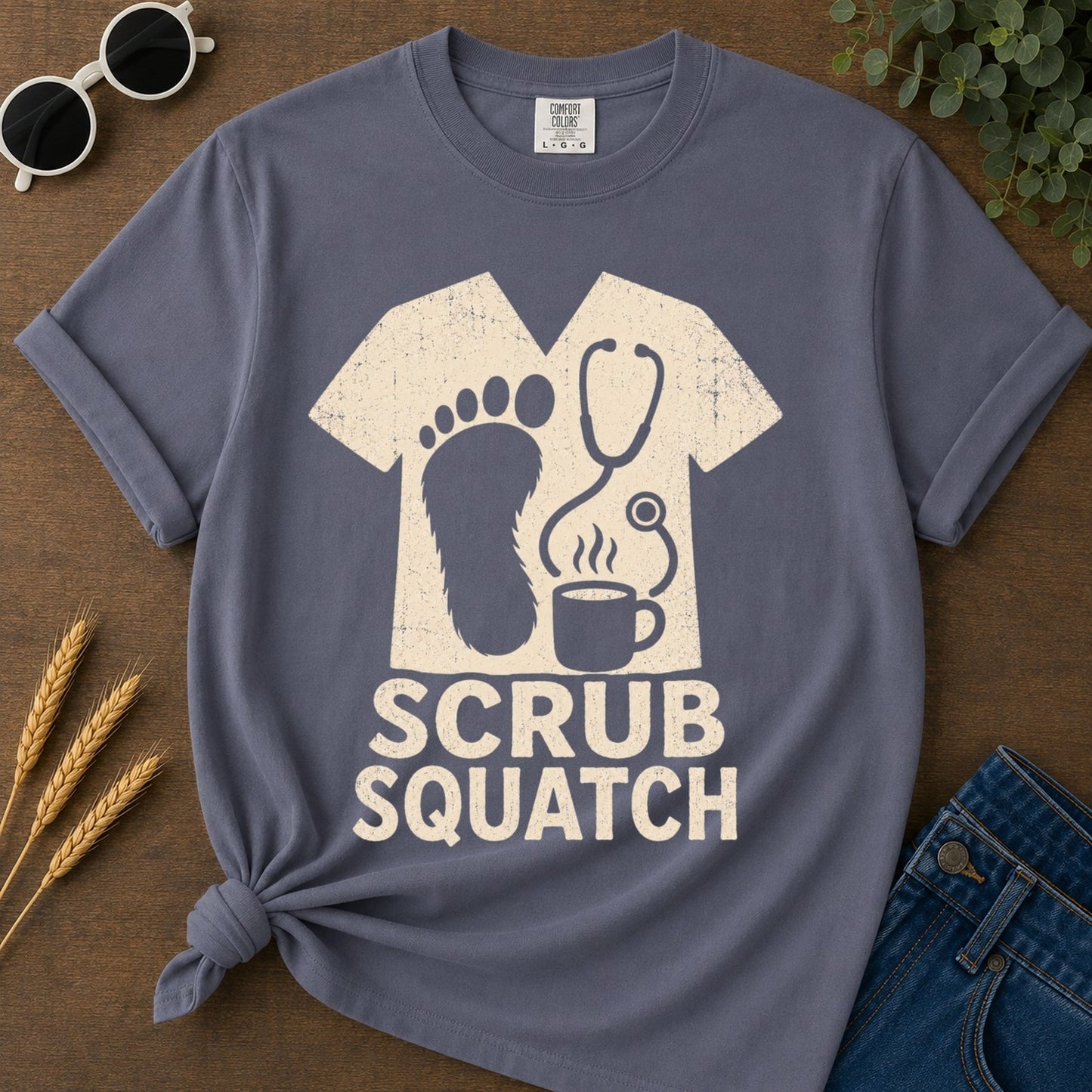 Scrub Squatch T-shirt - Navy Mockup