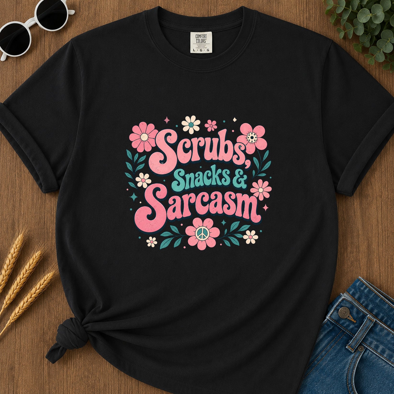 Scrubs Snacks Sarcasm T-Shirt - Black