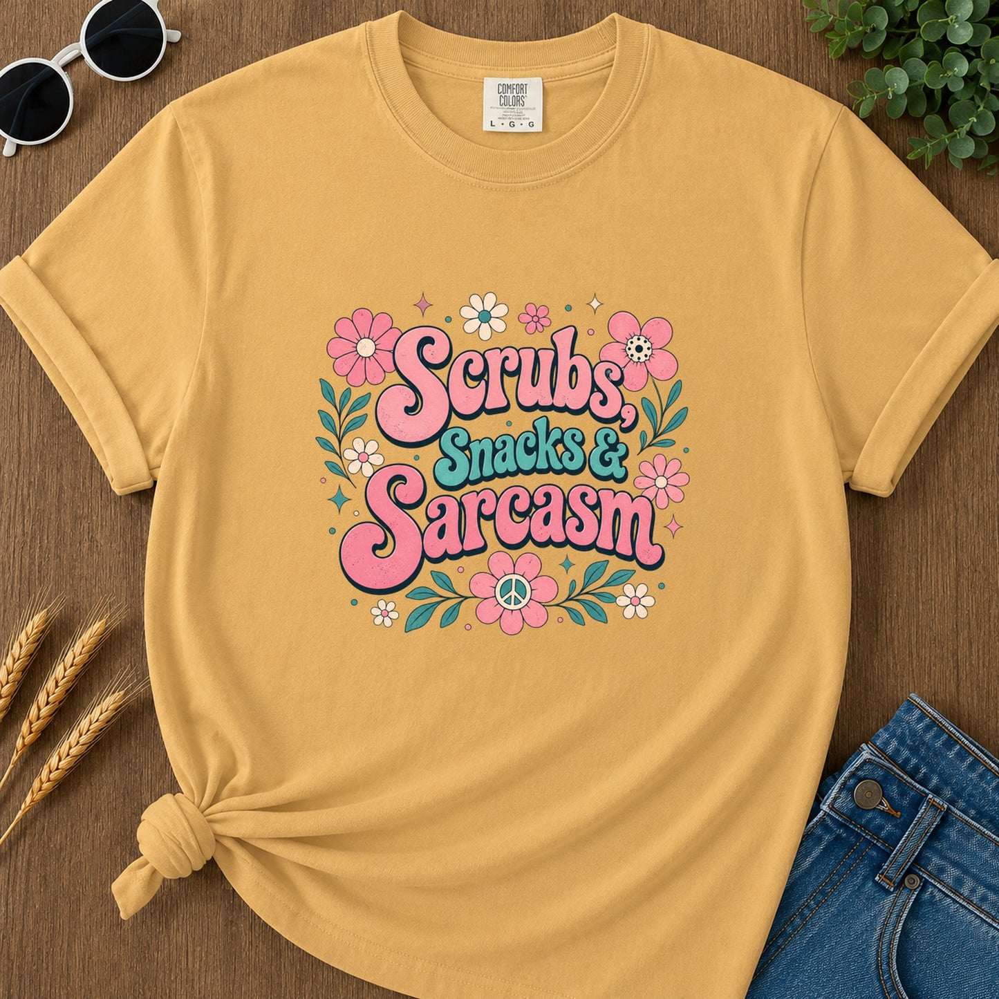 Scrubs Snacks Sarcasm T-Shirt - Mustard