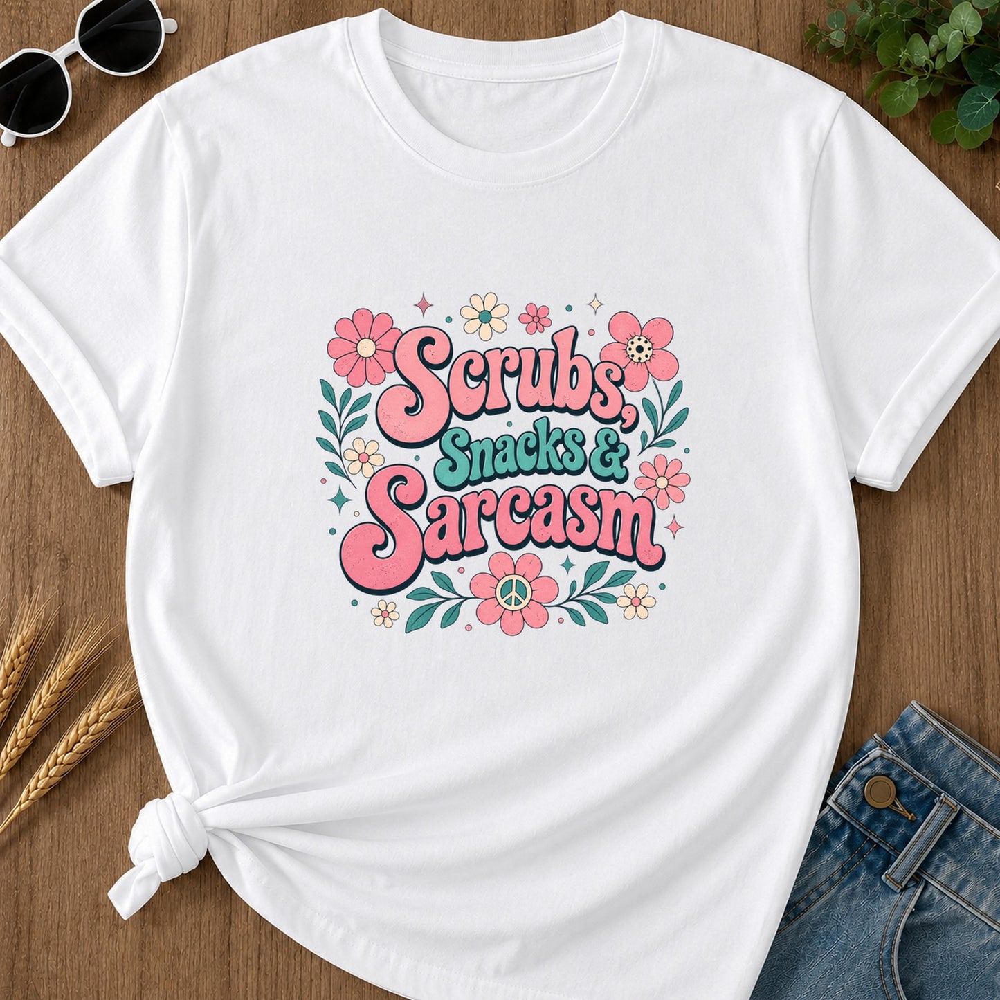 Scrubs Snacks Sarcasm T-Shirt - White