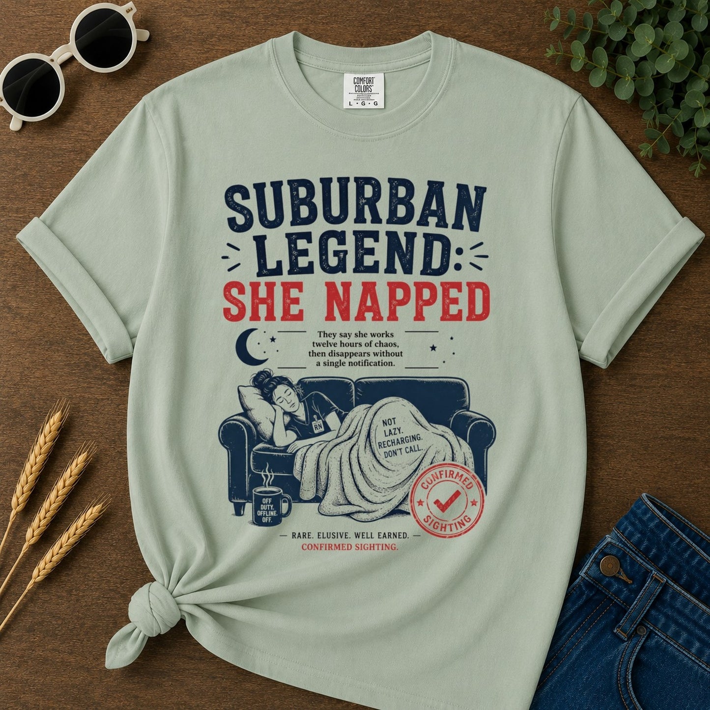 She Napped T-shirt - Bay Mockup