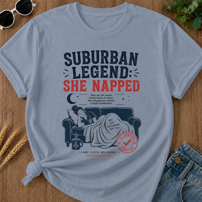 She Napped T-shirt - Blue Jean Mockup