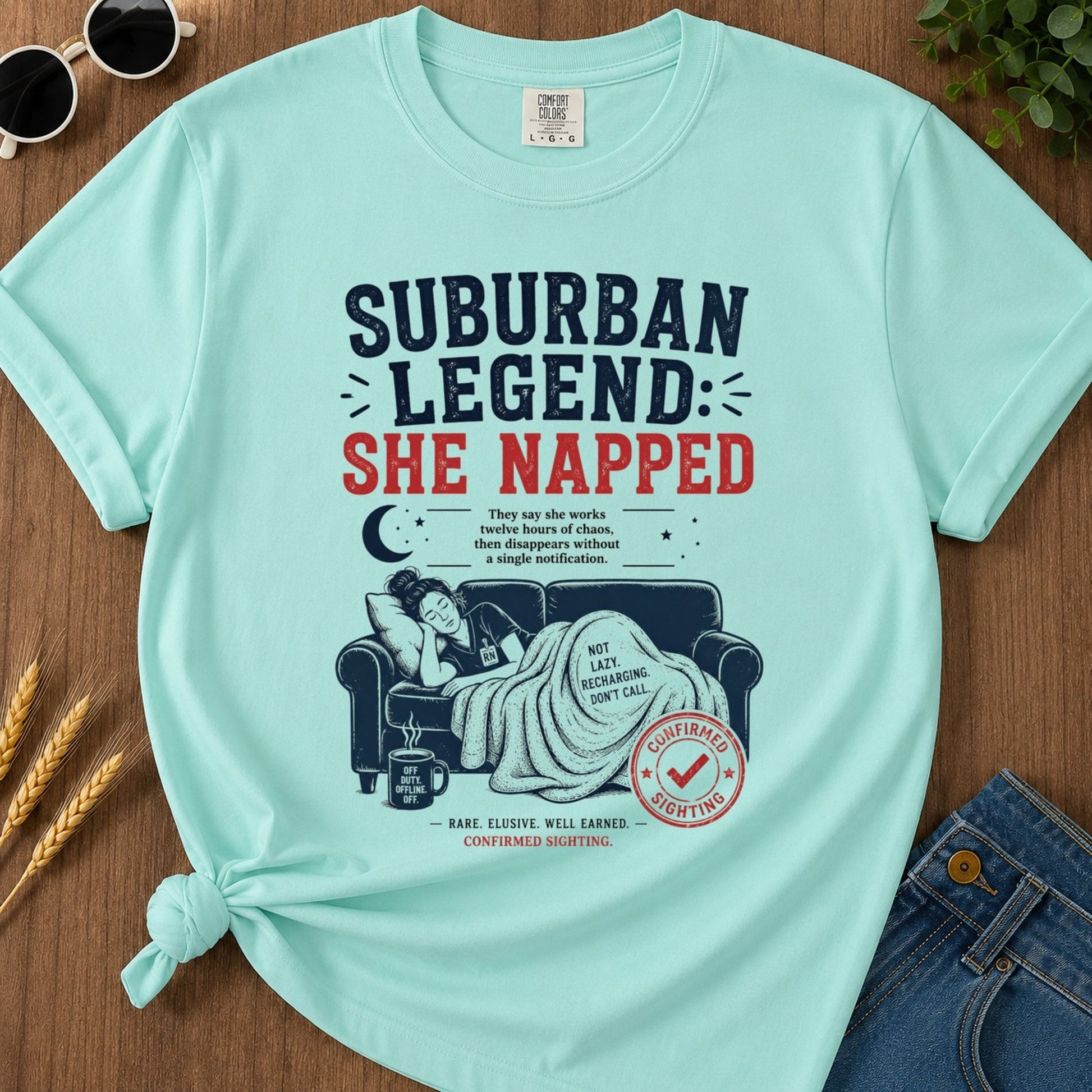 She Napped T-shirt - Chalky Mint Mockup