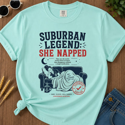 She Napped T-shirt - Chalky Mint Mockup