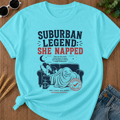 She Napped T-shirt - Lagoon Blue Mockup