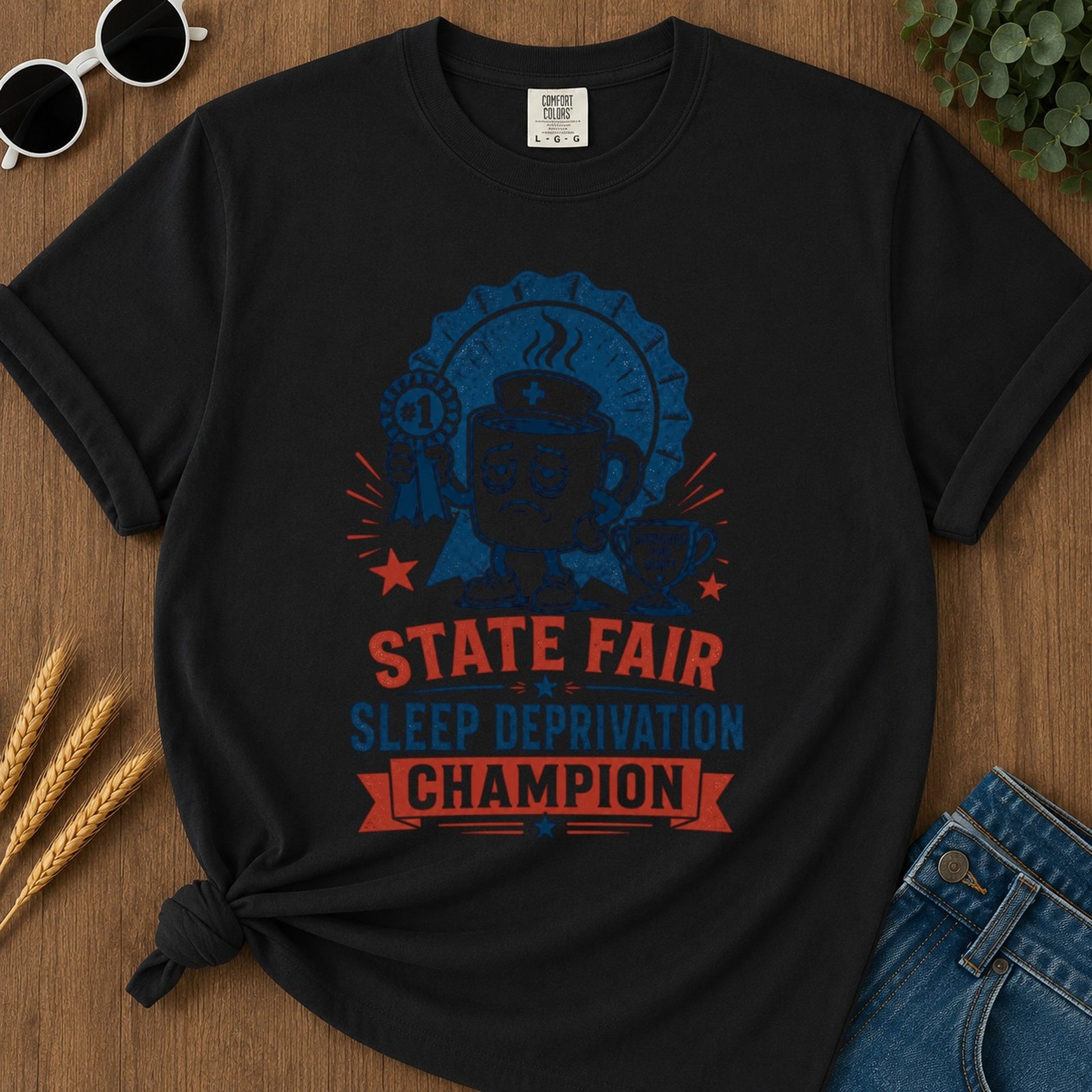 Sleep Deprivation Champion T-shirt - Black Mockup