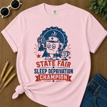 Sleep Deprivation Champion T-shirt - Blossom Mockup