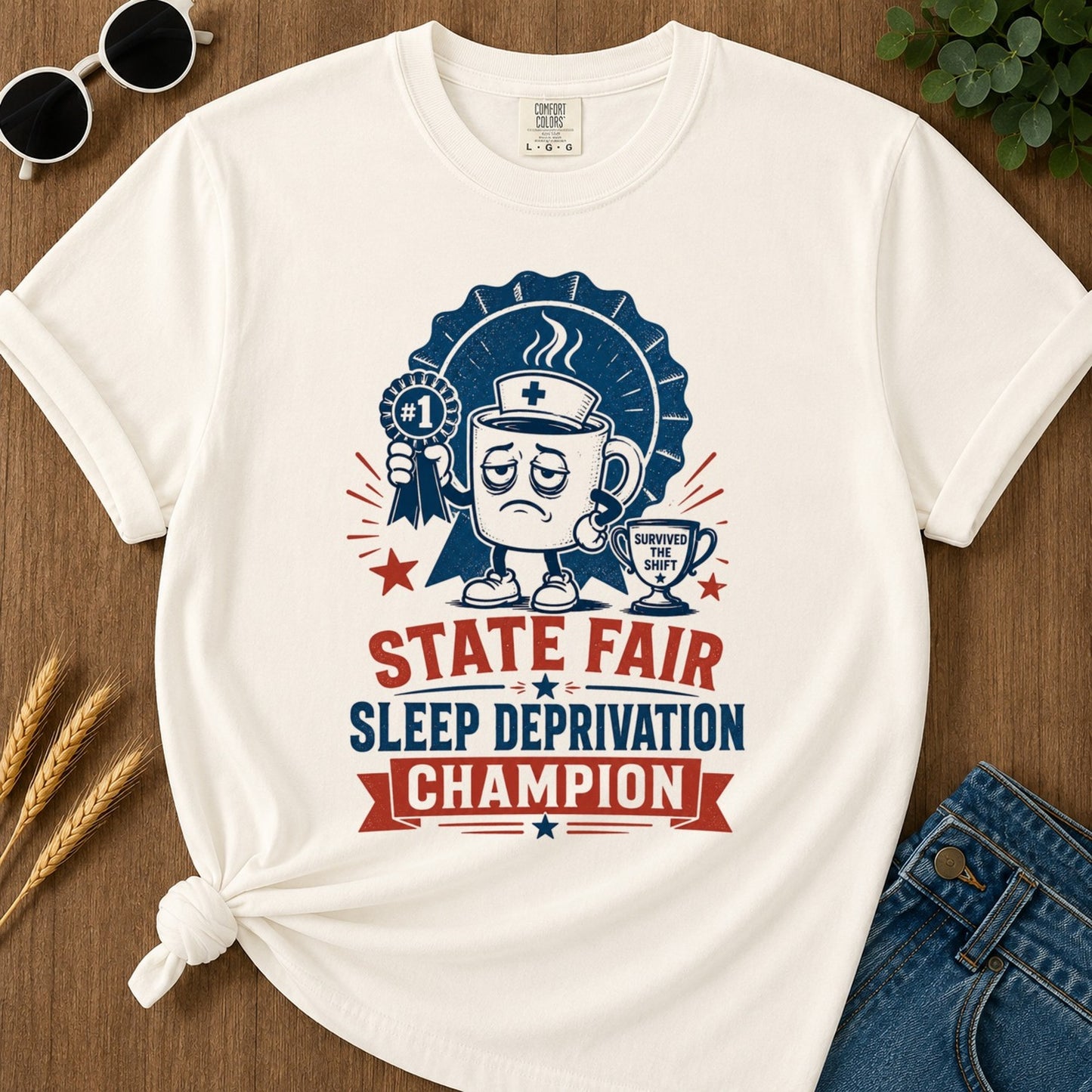Sleep Deprivation Champion T-shirt - Ivory Mockup