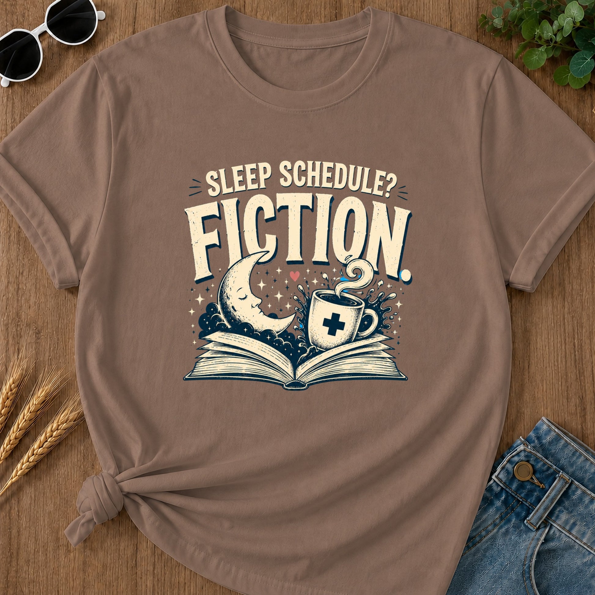 Sleep Schedule Fiction T-Shirt - Espresso
