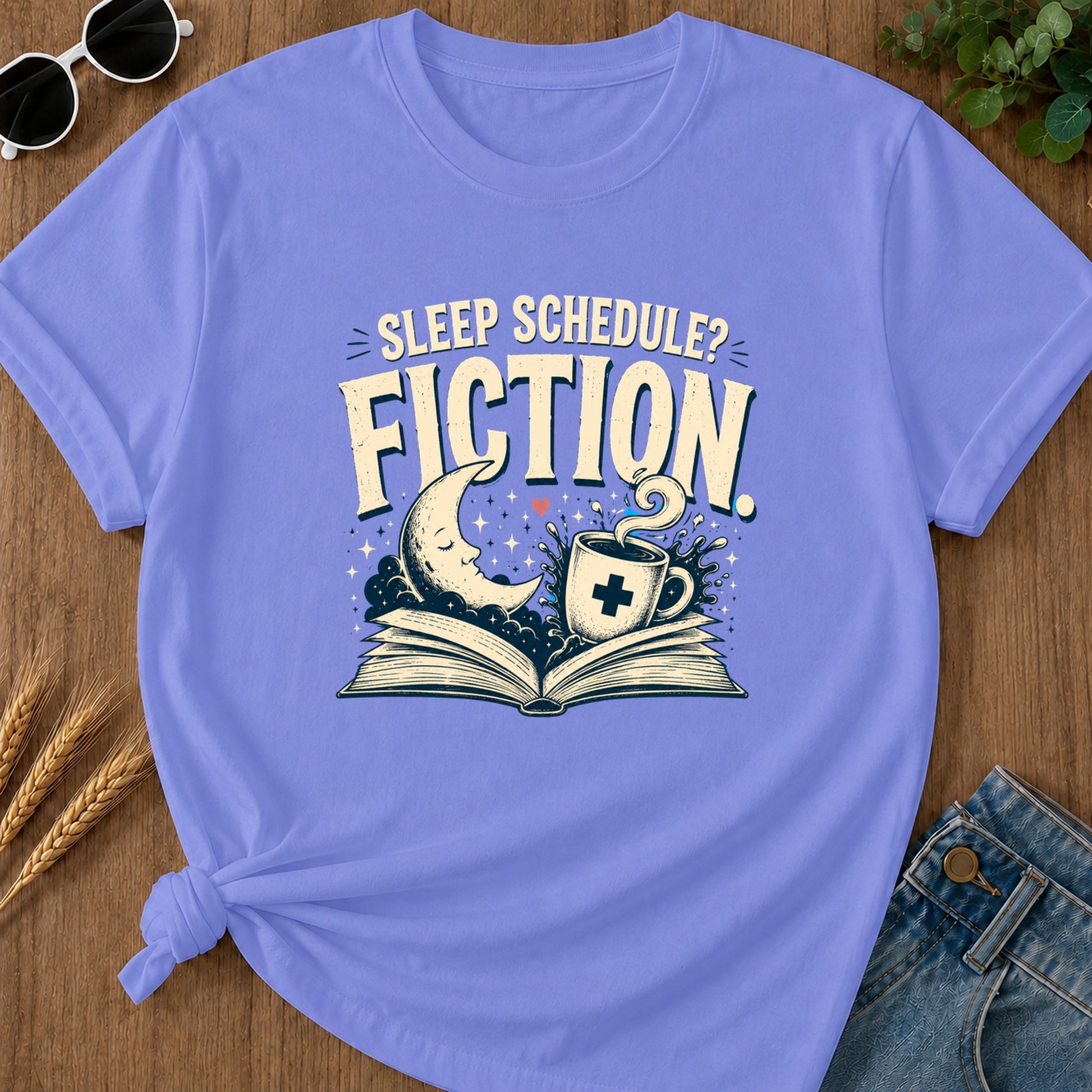 Sleep Schedule Fiction T-Shirt - Flo Blue