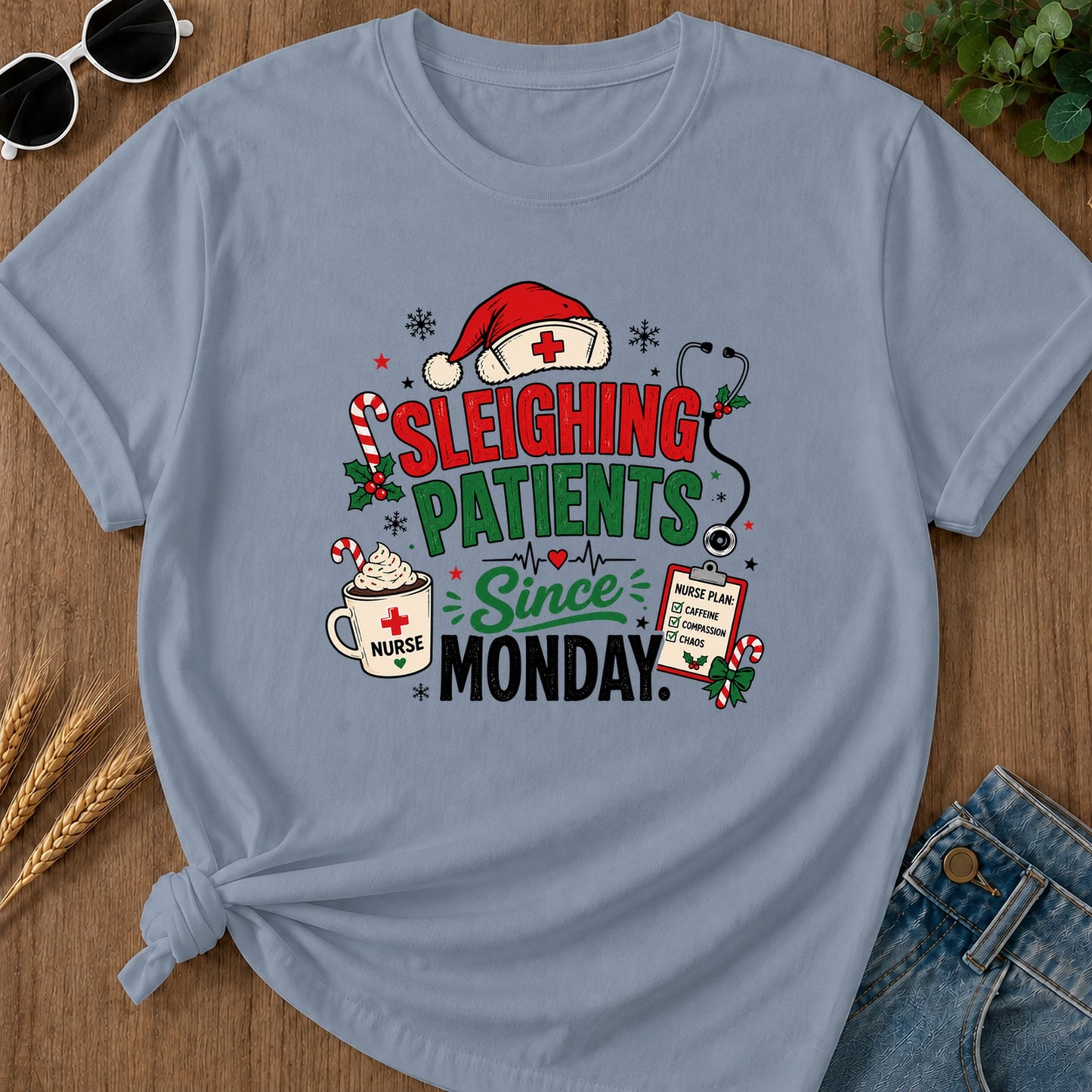 Sleighing Patients T-Shirt - Blue Jean