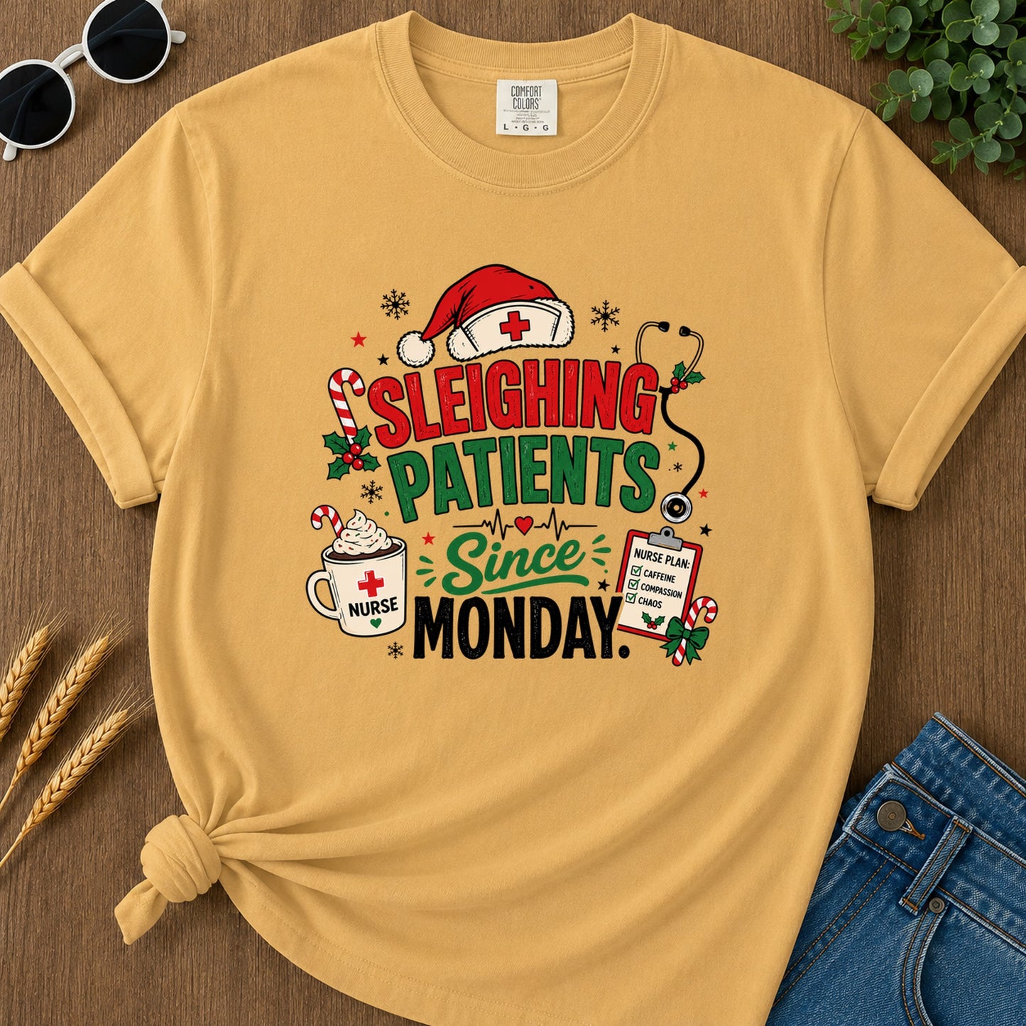 Sleighing Patients T-Shirt - Mustard