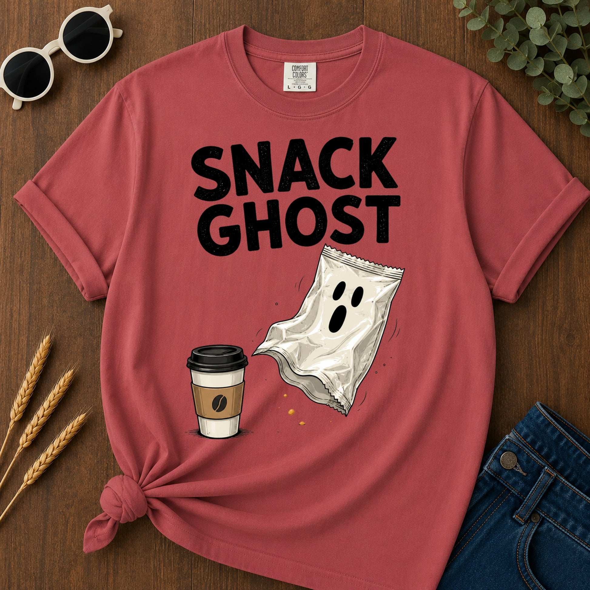 Snack Ghost T-Shirt - Crimson