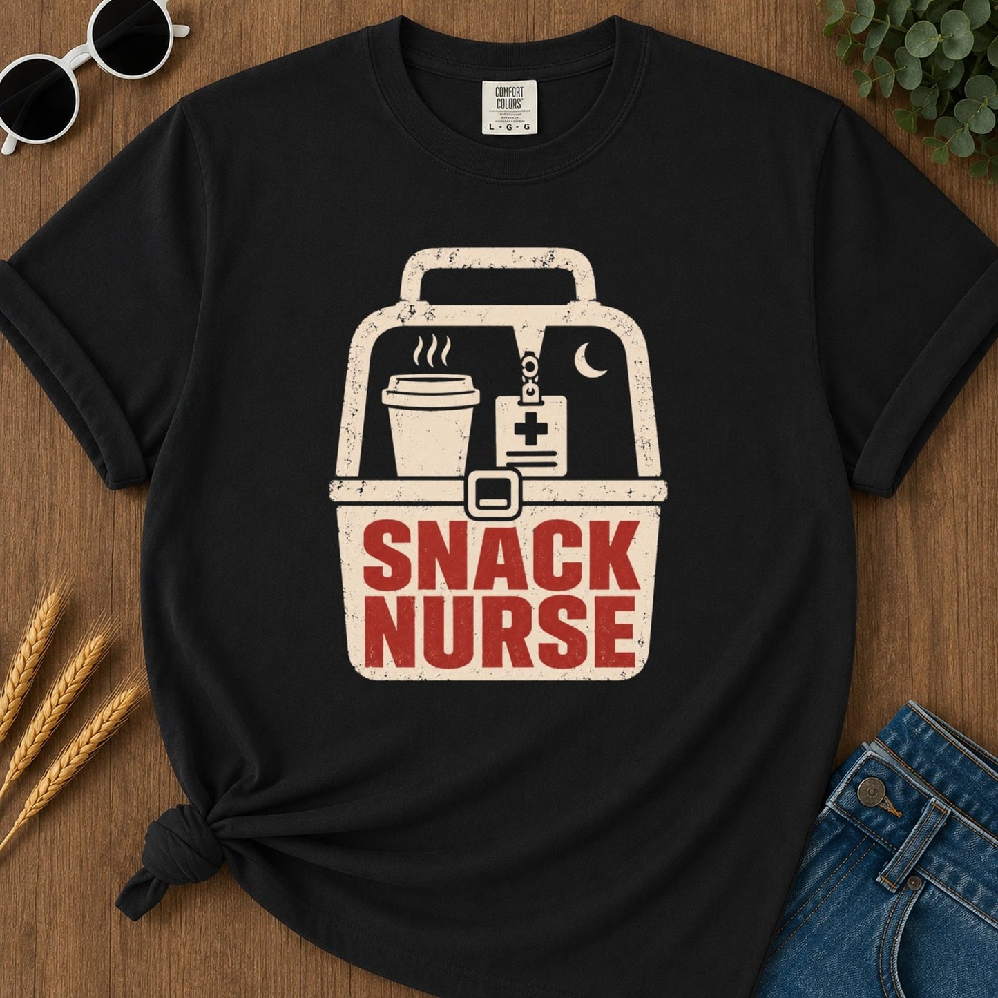 Snack Nurse T-shirt - Black Mockup