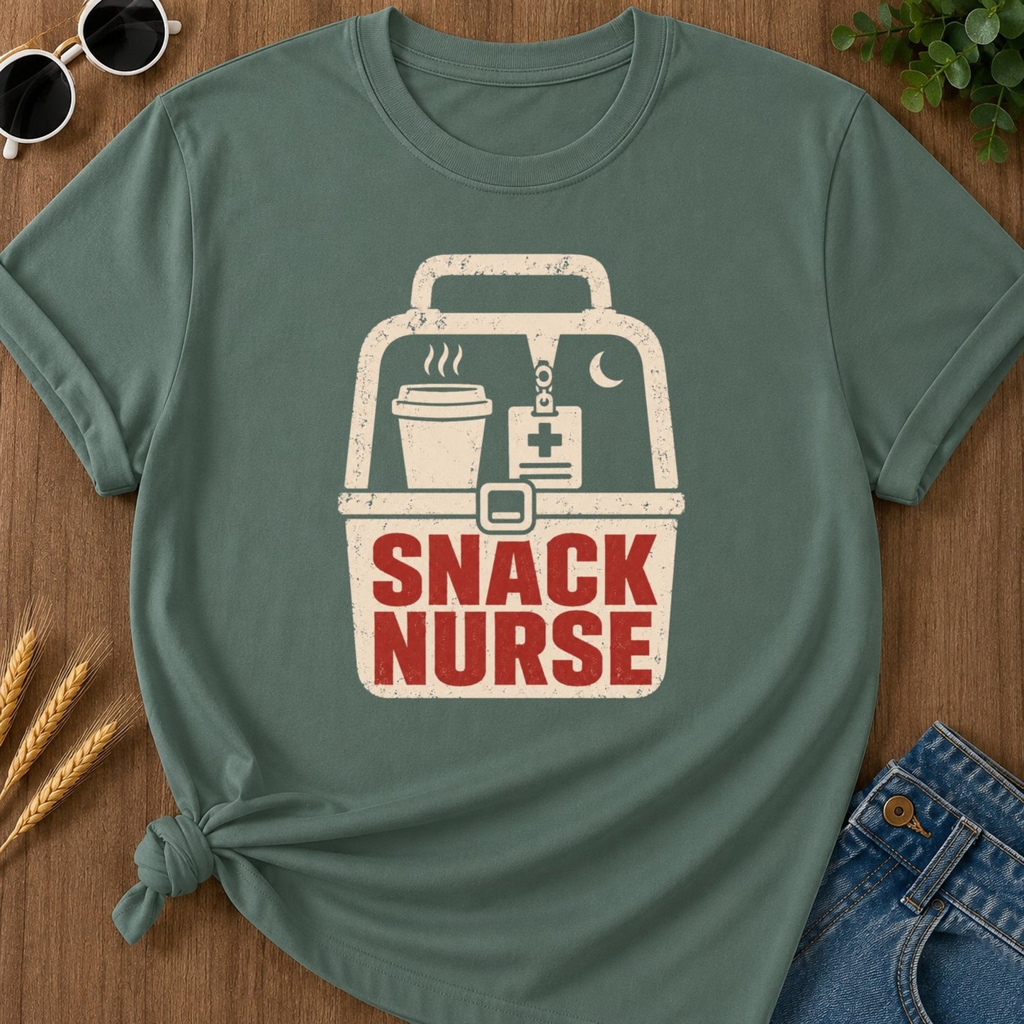 Snack Nurse T-shirt - Blue Spruce Mockup