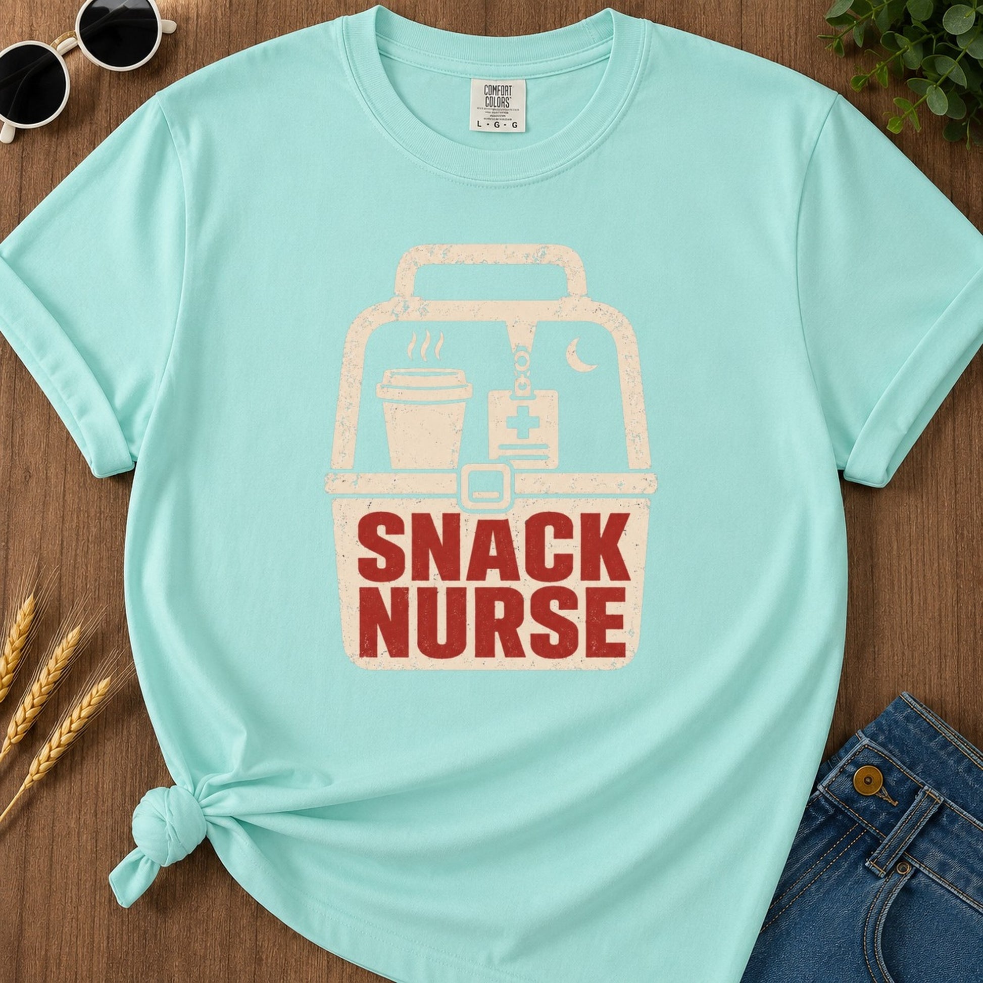 Snack Nurse T-shirt - Chalky Mint Mockup