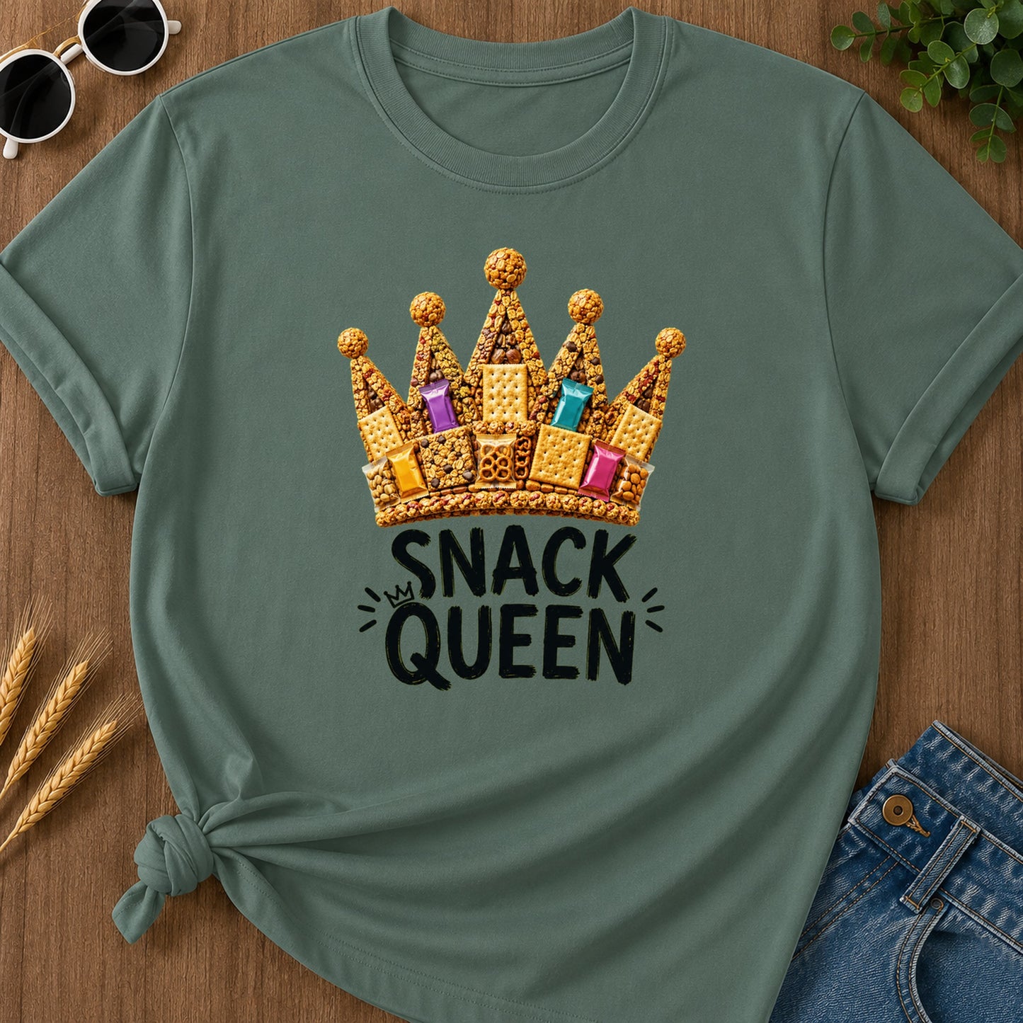 Snack Queen T-Shirt - Blue Spruce
