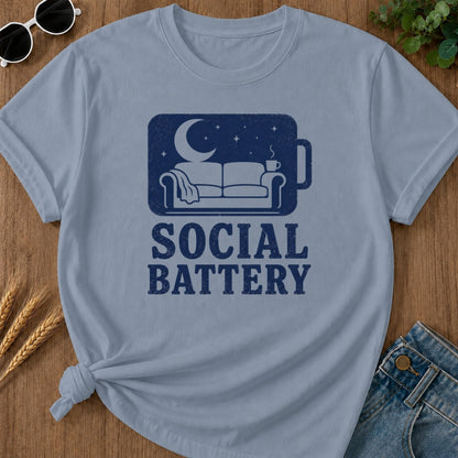 Social Battery T-shirt - Blue Jean Mockup