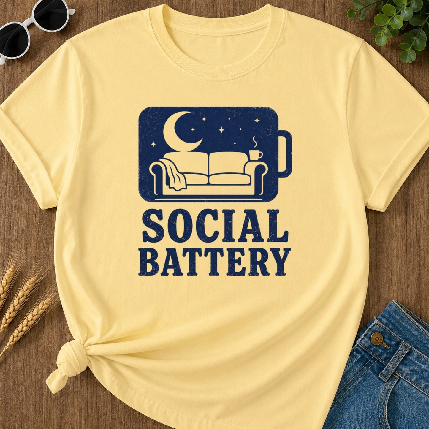 Social Battery T-shirt - Butter Mockup