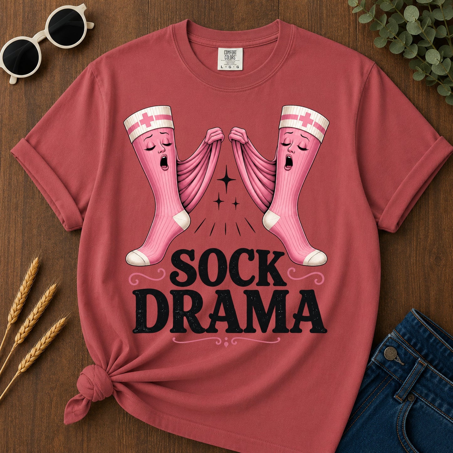 Sock Drama T-Shirt - Crimson
