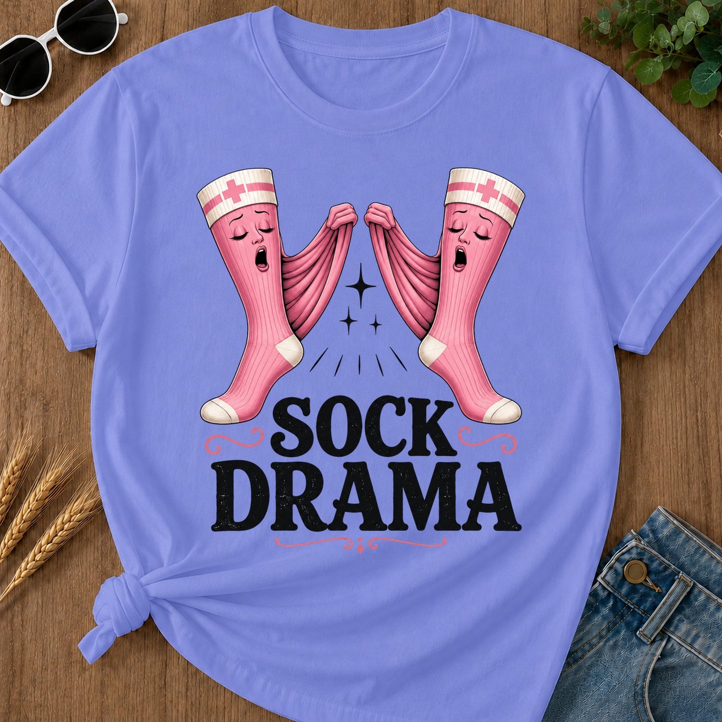 Sock Drama T-Shirt - Flo Blue