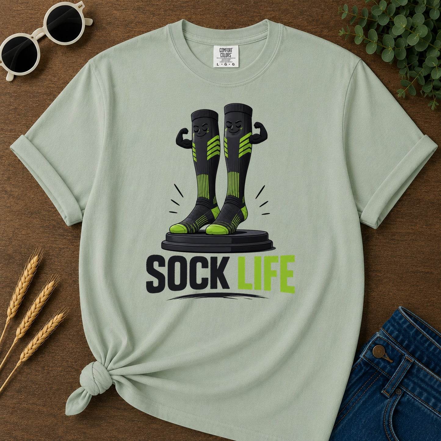 Sock Life Green T-Shirt - Bay
