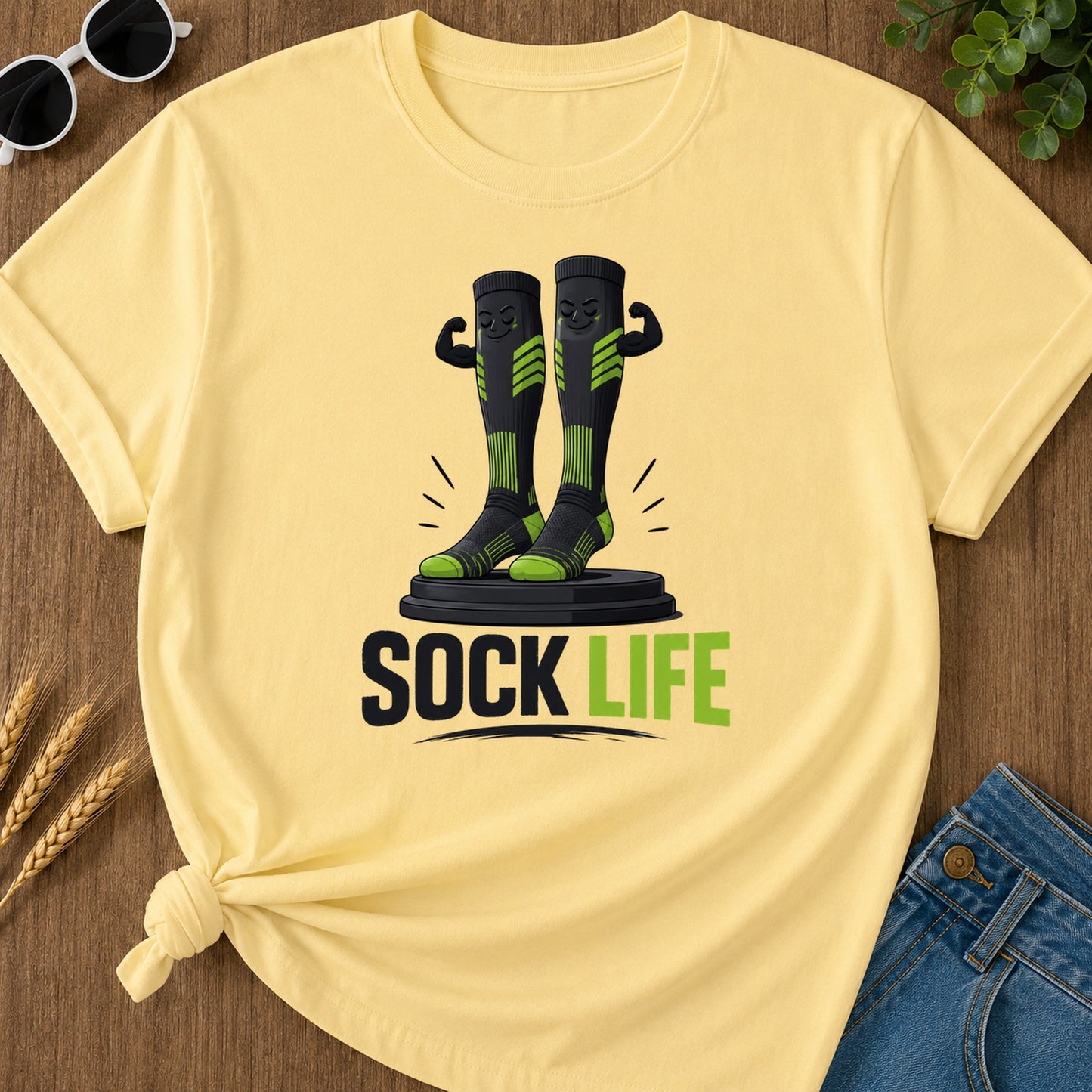 Sock Life Green T-Shirt - Butter