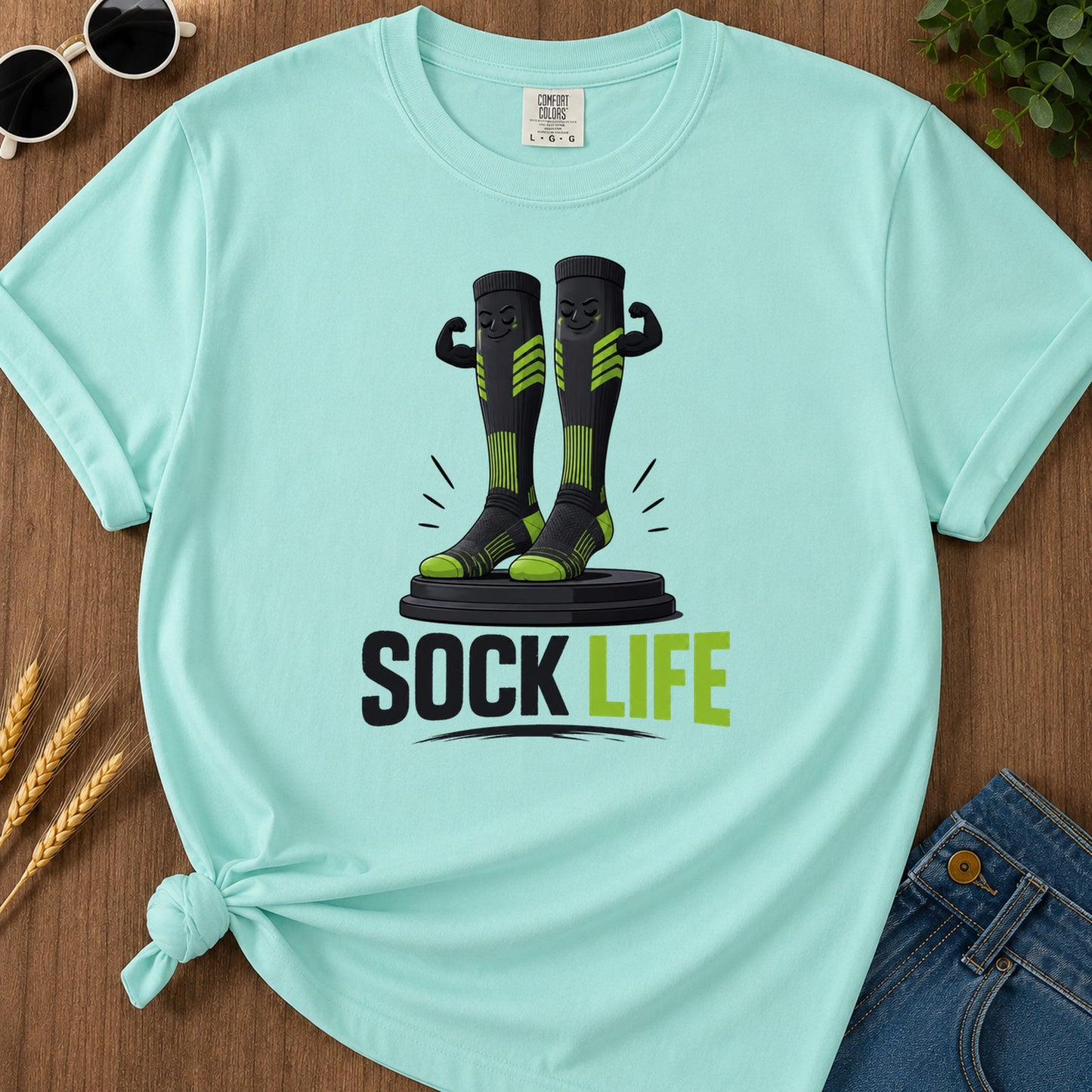 Sock Life Green T-Shirt - Chalky Mint