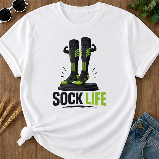 Sock Life Green T-Shirt - White