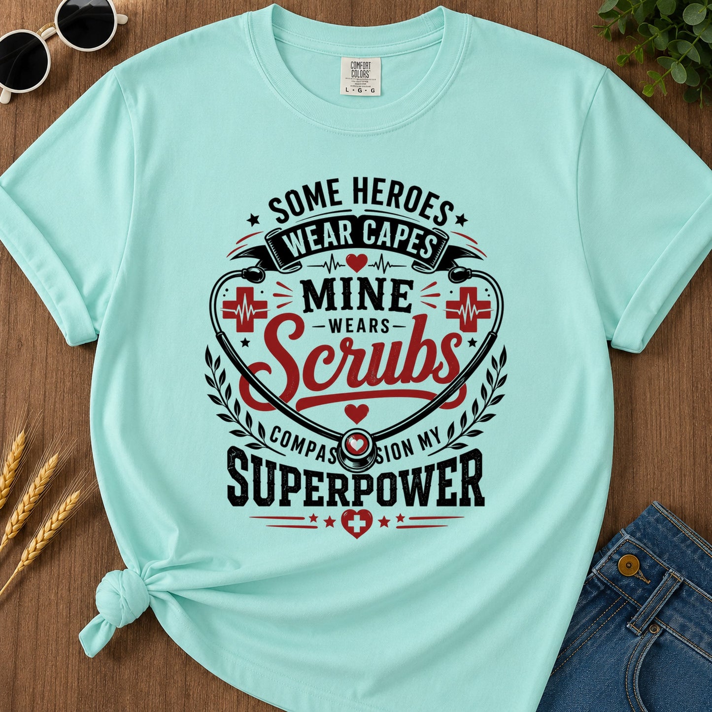 Some Heroes Wear Capes T-Shirt - Chalky Mint