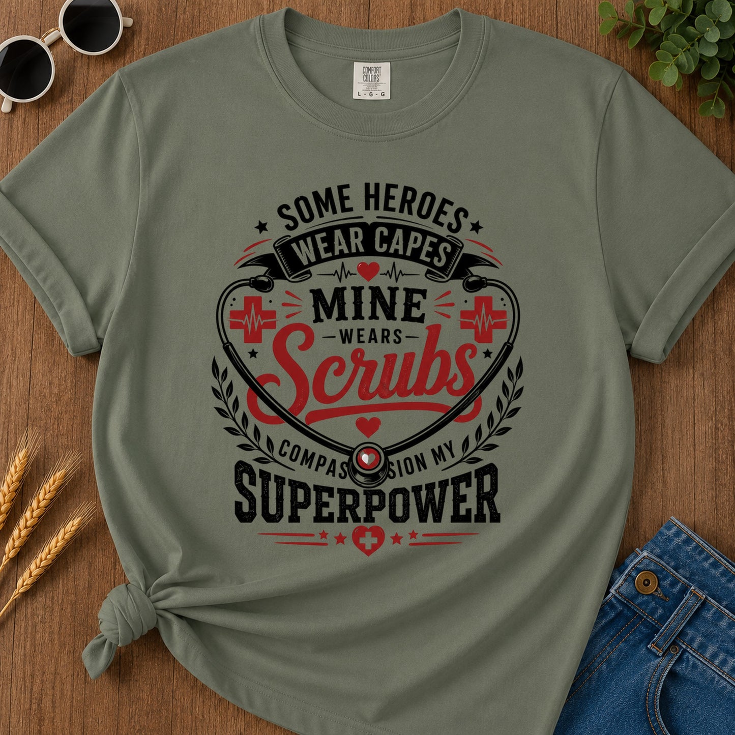 Some Heroes Wear Capes T-Shirt - Moss