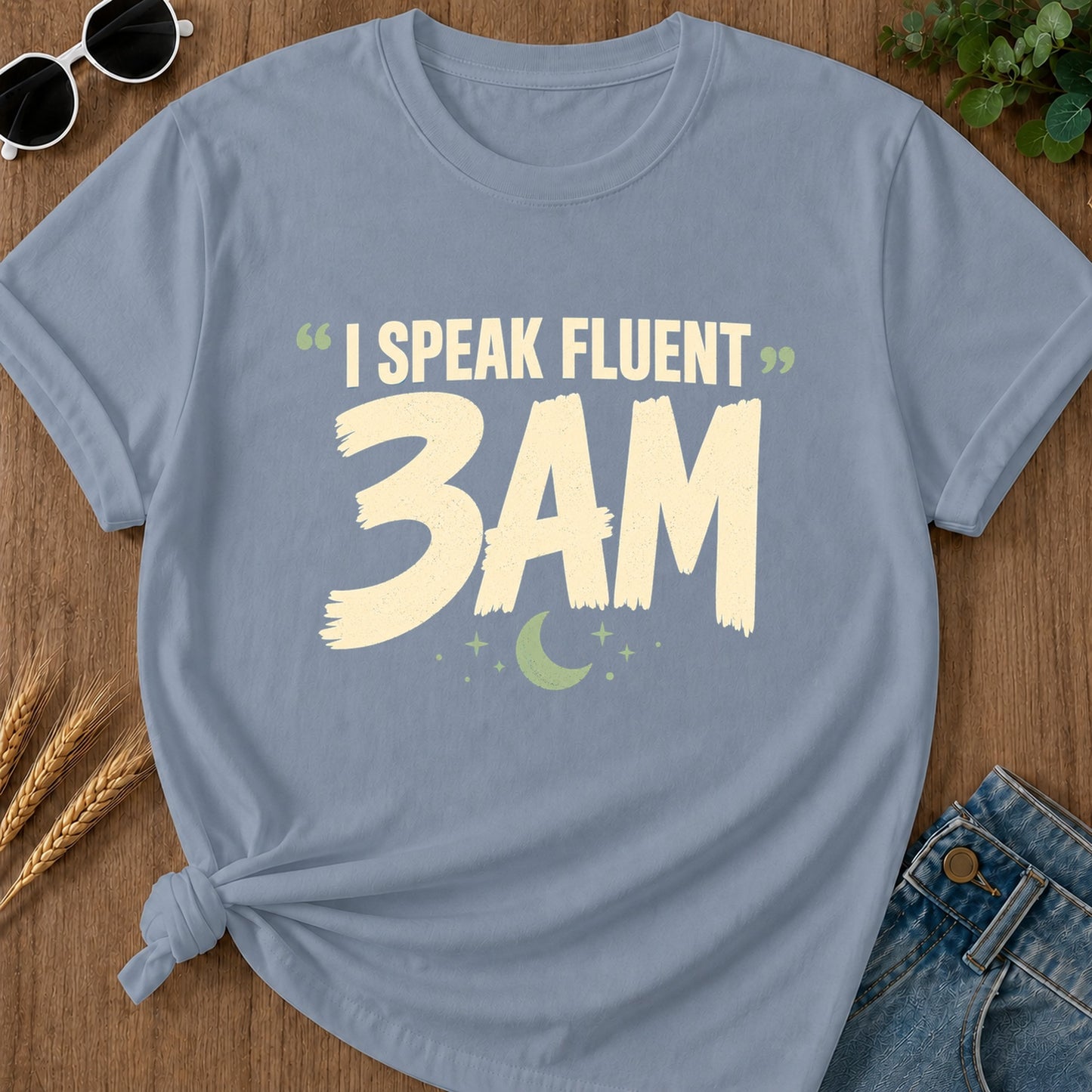 Speak Fluent 3am T-Shirt - Blue Jean