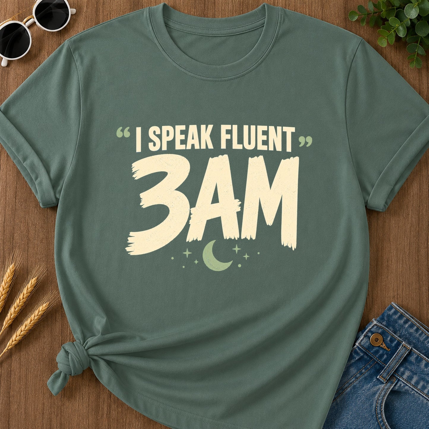 Speak Fluent 3am T-Shirt - Blue Spruce