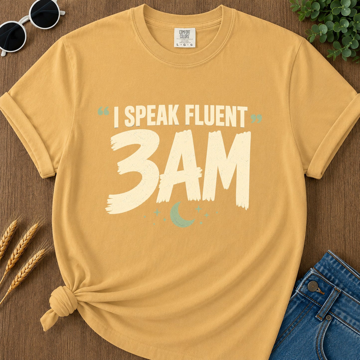 Speak Fluent 3am T-Shirt - Mustard