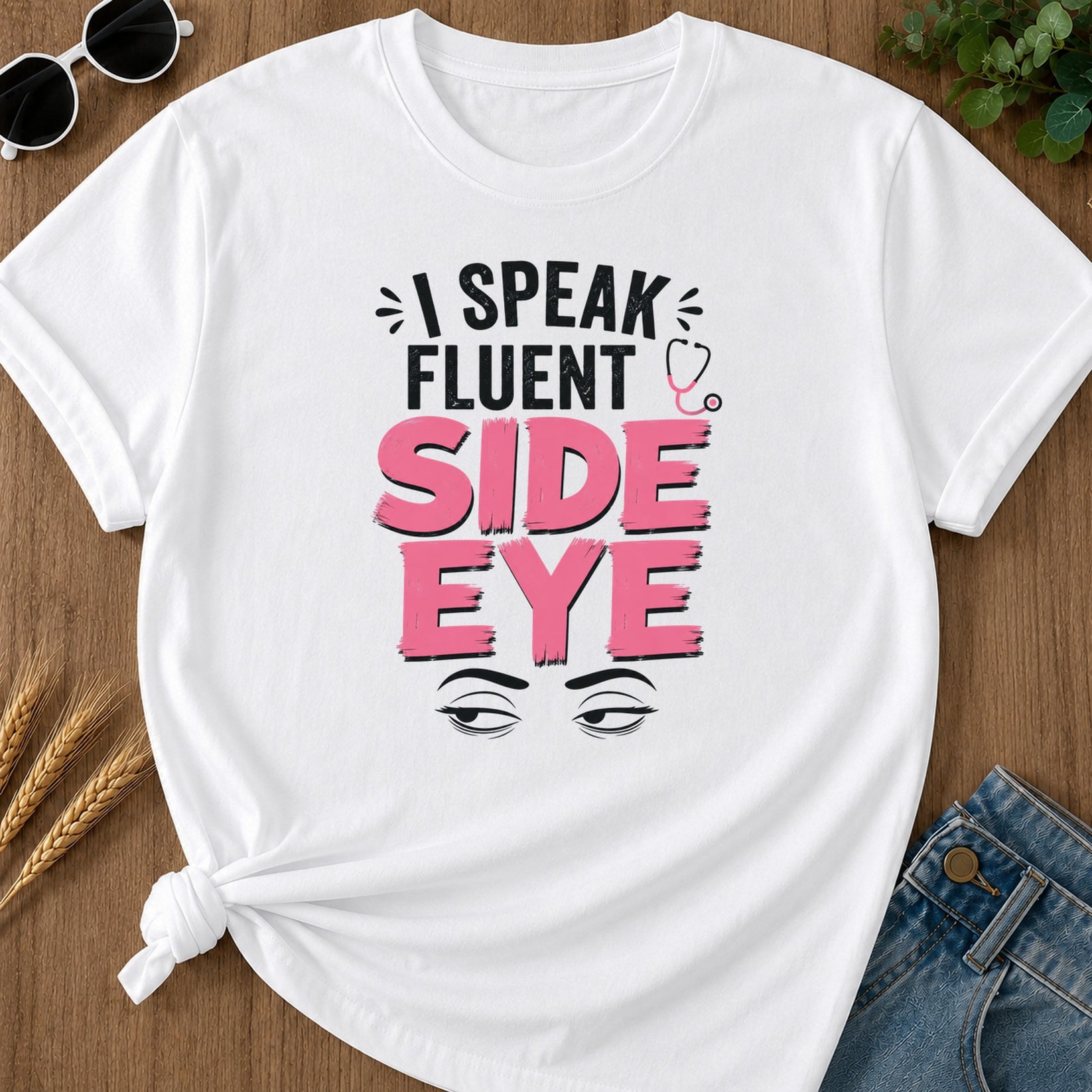 Speak Fluent Side Eye T-Shirt - White