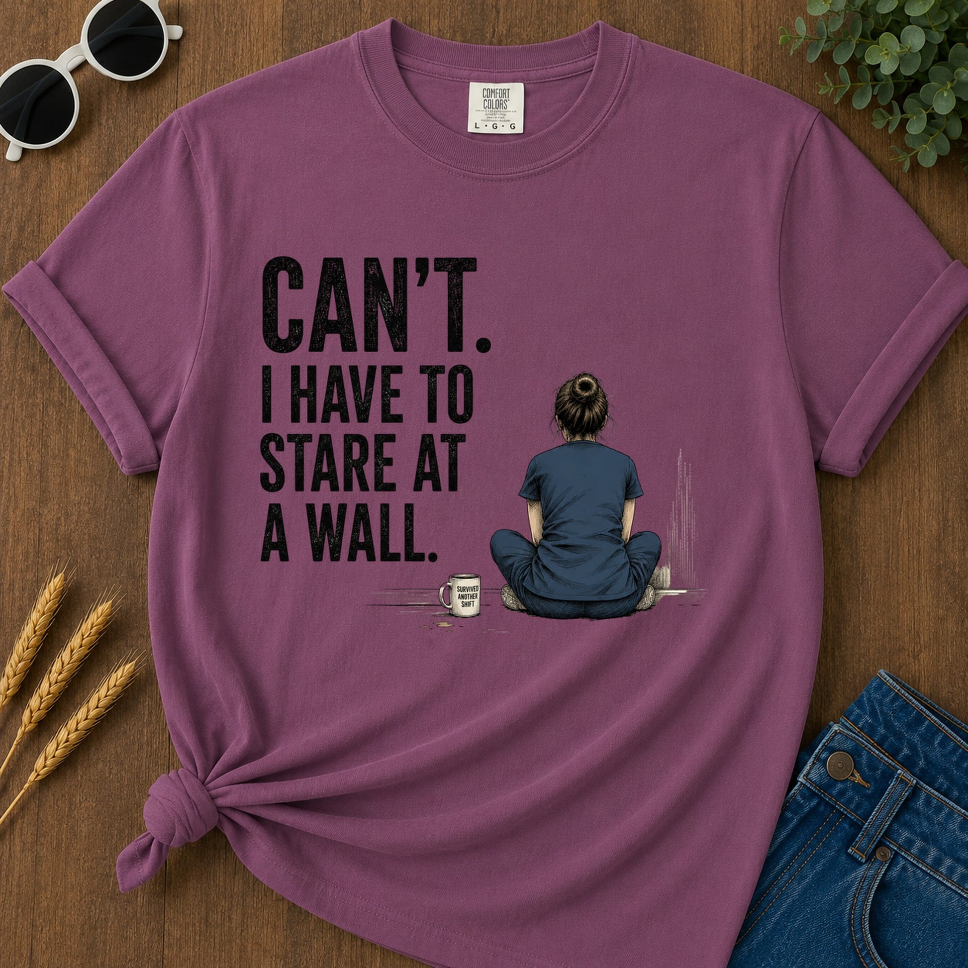 Stare At Wall T-Shirt - Berry