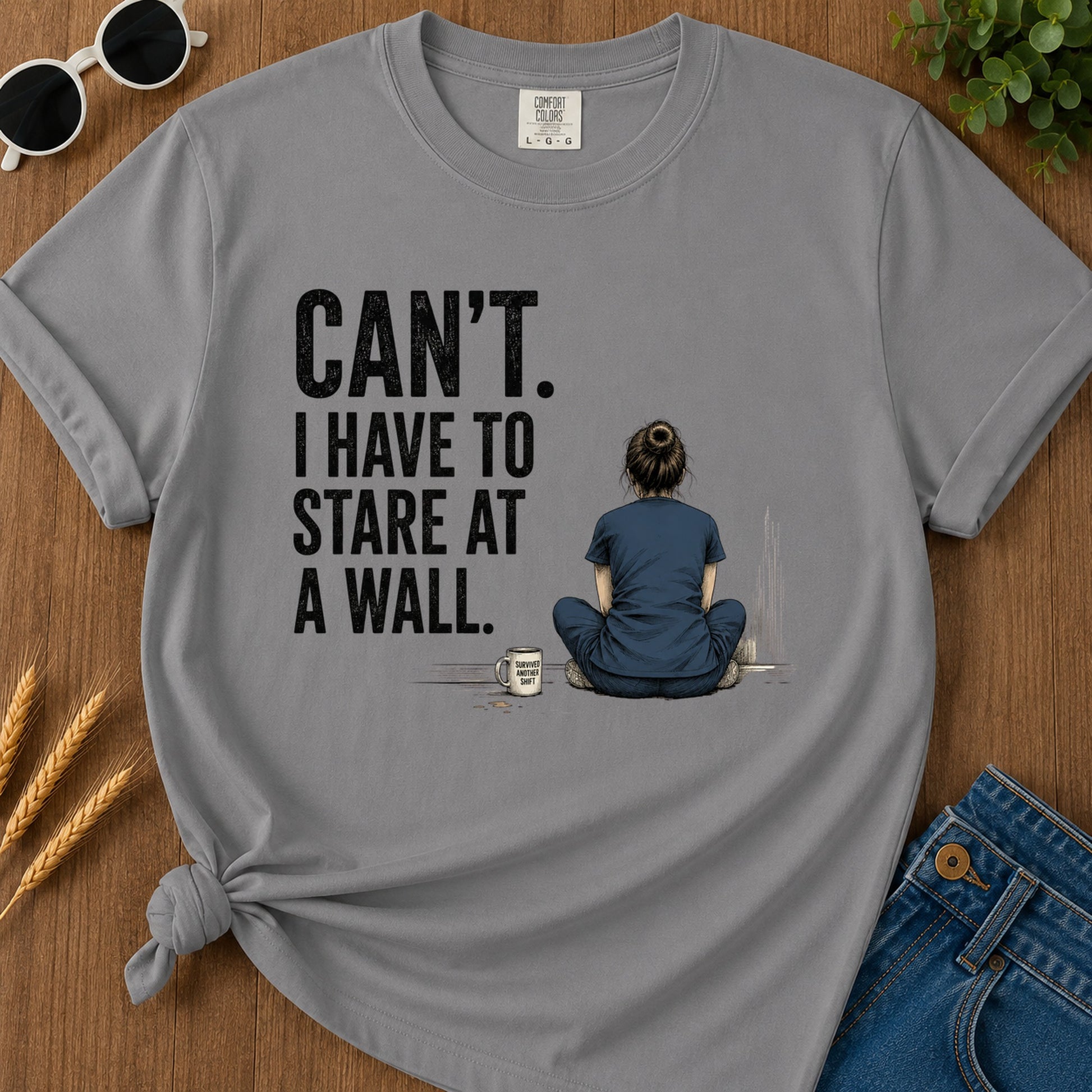 Stare At Wall T-Shirt - Grey