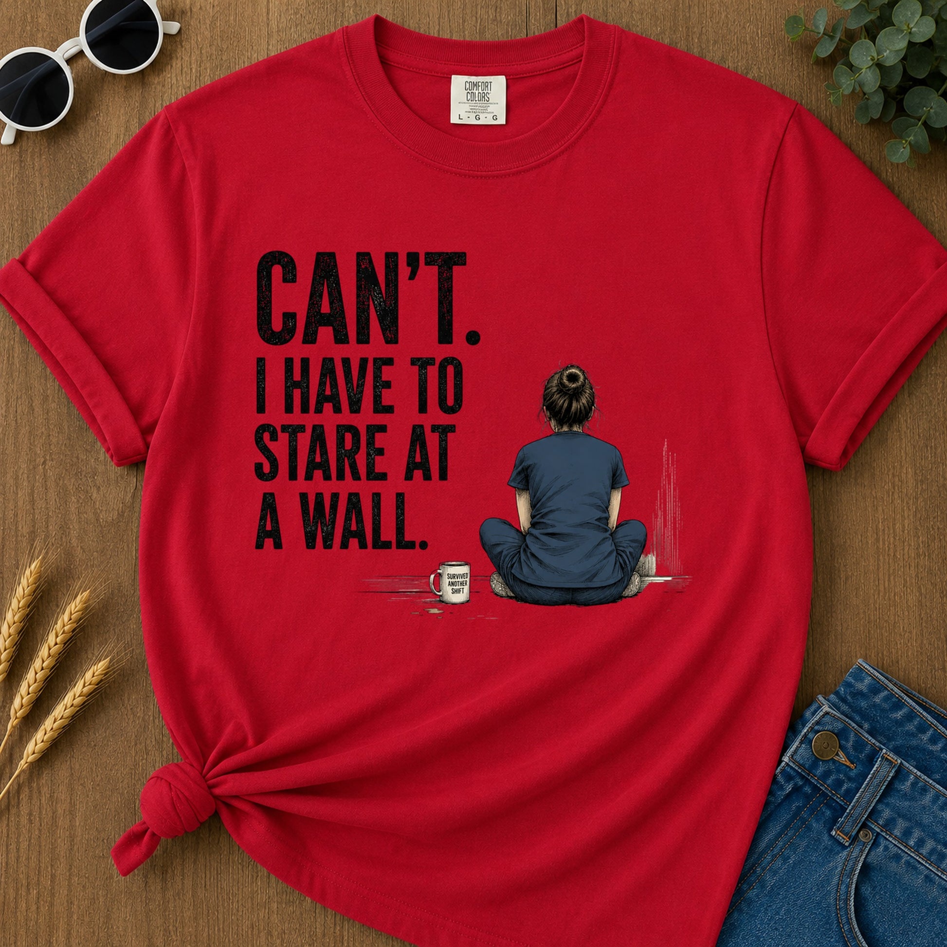 Stare At Wall T-Shirt - Red
