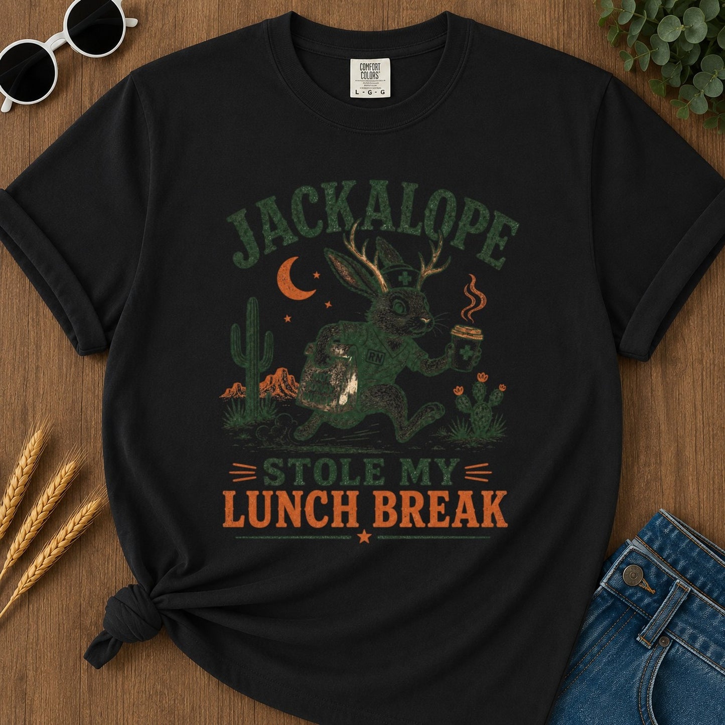 Stole Lunch Break T-shirt - Black Mockup