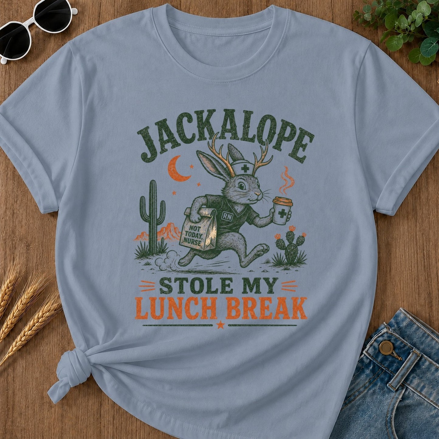 Stole Lunch Break T-shirt - Blue Jean Mockup