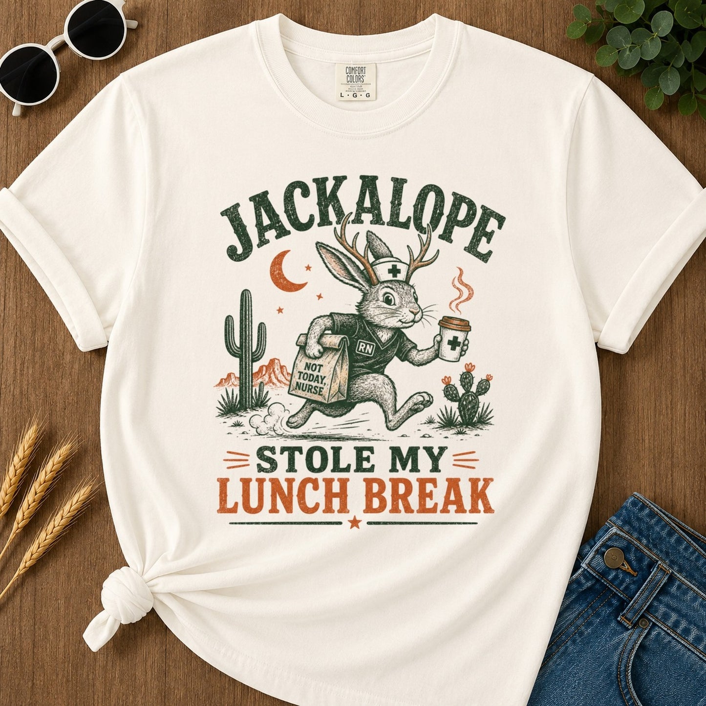 Stole Lunch Break T-shirt - Ivory Mockup