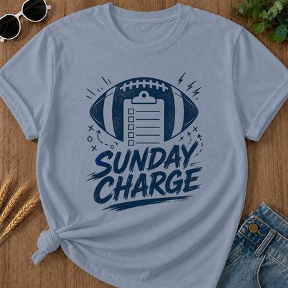 Sunday Charge T-shirt - Blue Jean Mockup