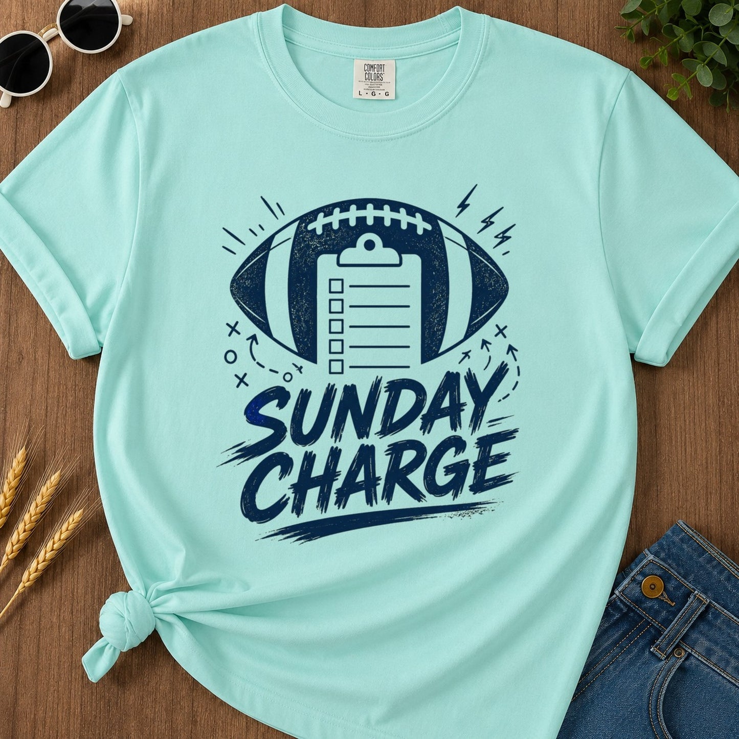 Sunday Charge T-shirt - Chalky Mint Mockup