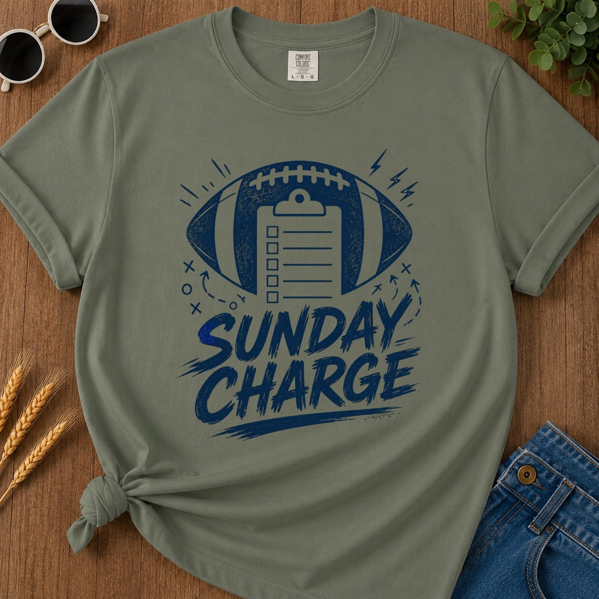 Sunday Charge T-shirt - Moss Mockup