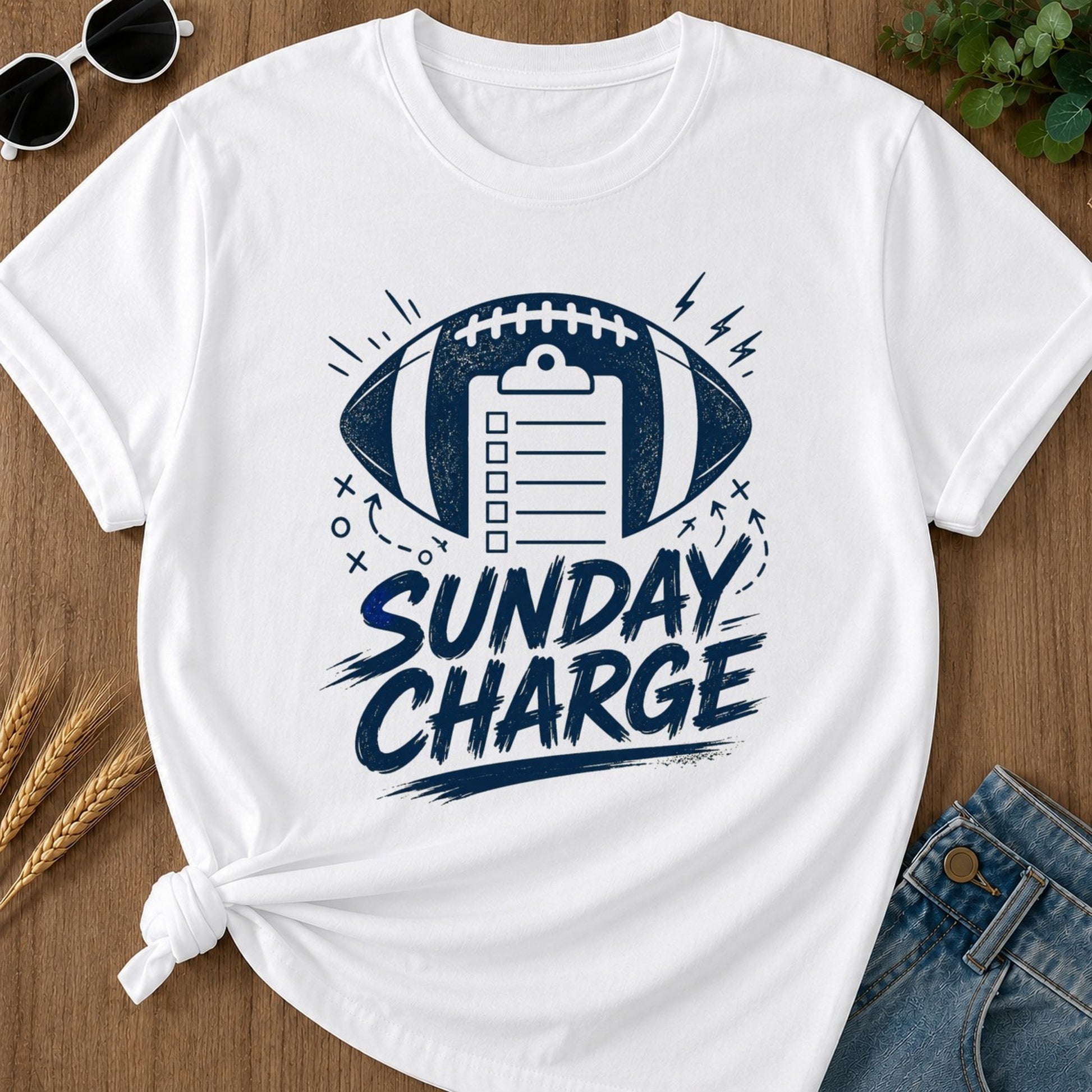 Sunday Charge T-shirt - White Mockup