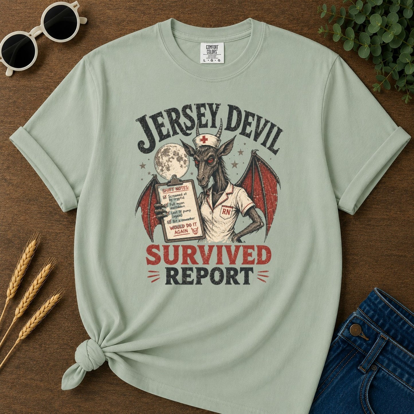 Survived Report T-shirt - Bay Mockup