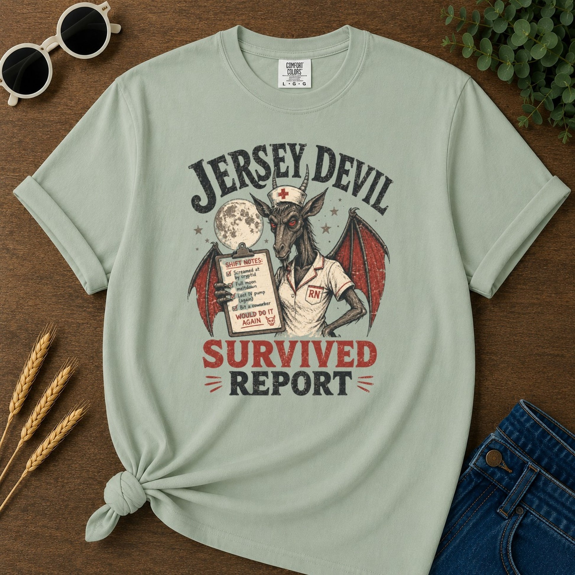 Survived Report T-shirt - Bay Mockup